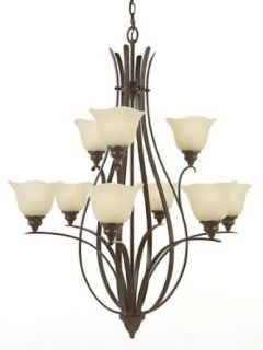 Murray Feiss F2052/6+3GBZ Wrought Iron 9 Light Up Lighting Chandelier from the Morningside Collection, Grecian Bronze    