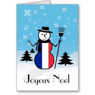 Joyeux Noel Merry Christmas French Snowman France Cards