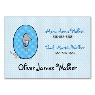 Child's Emergency Information Cards Letter O Business Card Template