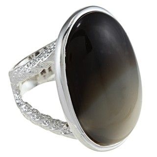 Silvertone Imitation Horn Oval Fashion Ring City Style Fashion Rings