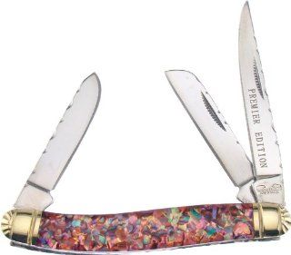 Frost Cutlery & Knives BB509ABR Bear & Bull Stockman Pocket Knife with Red Abalone Handles  Folding Camping Knives  Sports & Outdoors