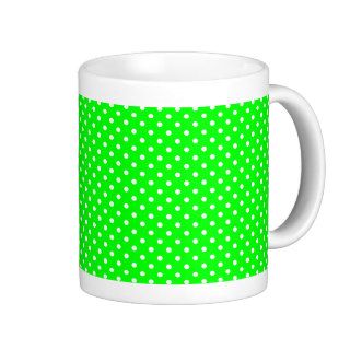 Lime Green with White Polka Dots Coffee Mugs