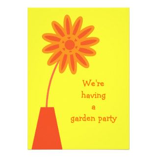 Orange Cartoon Flower Garden Party Yellow Custom Custom Announcements