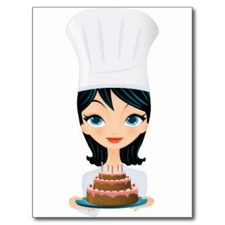 Woman chef Birthday cake Post Cards