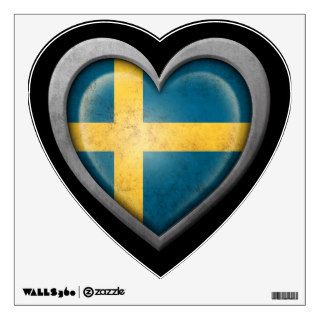 Swedish Heart Flag with Metal Effect Room Decals