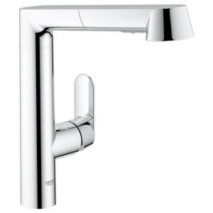 GROHE K7 Main 1 Handle Pull Out Kitchen Faucet in Starlight Chrome 1.5gpm Water Care 3217800E