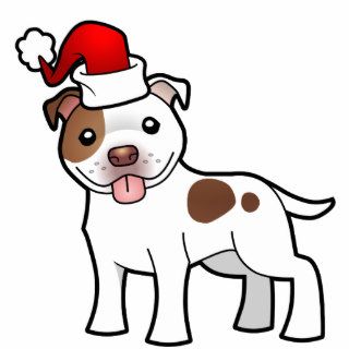Christmas Pit Bull / Staffie (chocolate spotted) Photo Cut Out