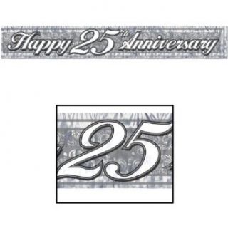 Metallic 25th Anniversary Fringe Banner (silver) Party Accessory  (1 count) (1/Pkg) Kitchen & Dining