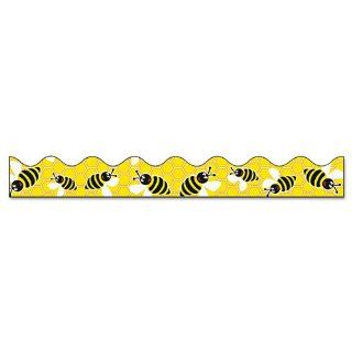 Bordette Bee Dazzle Design Decorative Border, 2 1/4'' x 25ft, Black/White/Yellow 