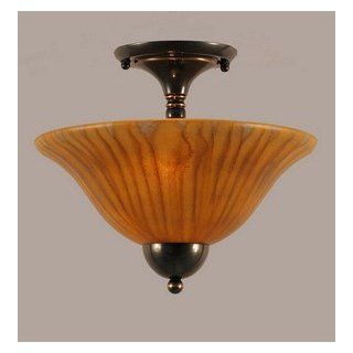 Toltec Lighting 120 BC 529 Two Light Semi Flush Mount, Black Copper Finish with Tiger Glass   Ceiling Pendant Fixtures  