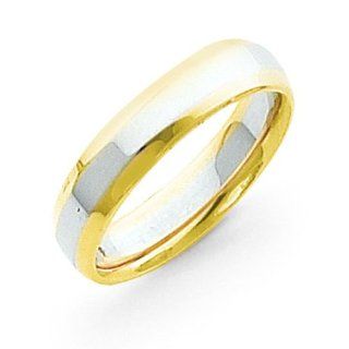 14k Two Tone Gold 5mm Domed Size 10 Wedding Band Jewelry
