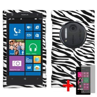 NOKIA LUMIA 1020 BLACK WHITE ZEBRA ANIMAL STRIPE COVER SNAP ON HARD CASE +FREE SCREEN PROTECTOR from [ACCESSORY ARENA] Cell Phones & Accessories