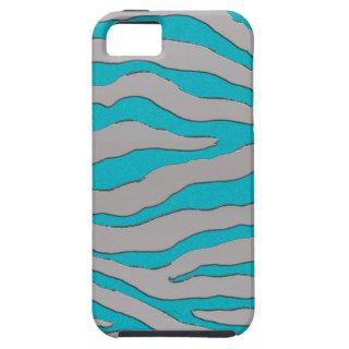 Aqua and Silver Zebra Stripe Cover For iPhone 5/5S