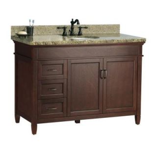 Foremost Ashburn 49 in. x 22 in. Vanity with left drawers in Mahogany with Granite Vanity Top in Quadro ASGAQD4922D