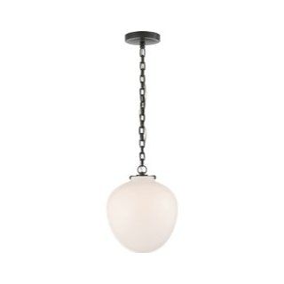 Thomas O'Brien Katie Large Fitter Pendant in Bronze with White Large Acorn Glass by Visual Comfort TOB5226BZ/G2 WG   Ceiling Pendant Fixtures  