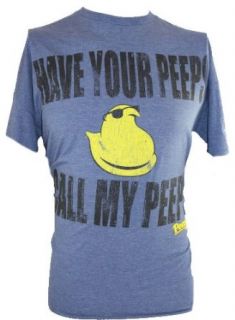 Peeps Marshmellow Candy Mens T Shirt   "Have Your Peeps Call My Peeps" on Heather Blue Sized XL Tall (32" Long) Clothing