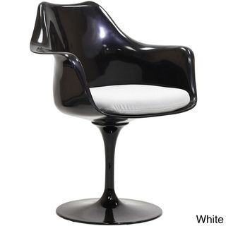 Black Eero Saarinen Style Tulip Arm Chair with White Cushion Modway Dining Chairs
