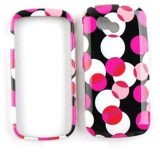 CELL PHONE CASE COVER FOR LG NEON 2 II GW370 PINK POLKA DOTS ON BLACK Cell Phones & Accessories