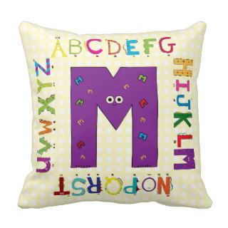 Funny Fellows™ Cartoon Character Alphabet Letter M Throw Pillows
