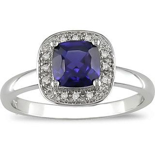 Miadora 10k Gold Created Sapphire and Diamond Accent Ring Miadora Gemstone Rings