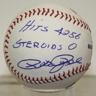 PETE ROSE SIGNED AUTOGRAPH "HiTS 4256 STEROIDS 0" OML BASEBALL BALL JSA #I64188 Sports Collectibles