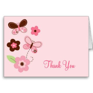 Butterfly Flowers Thank You Note Cards