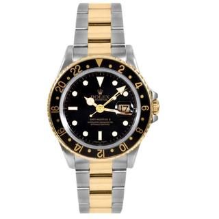 Pre owned Rolex Mens GMT 2 18 karat Yellow Gold accented Watch Rolex Men's Pre Owned Rolex Watches