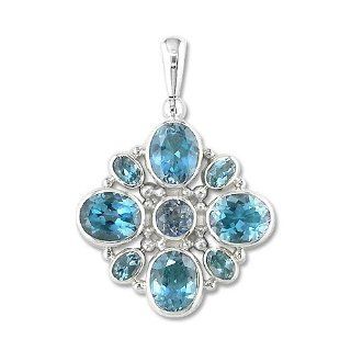 Sterling Silver Cassiopeia Topaz, Swiss Blue Topaz and London Blue Topaz Pendant Necklace by Sajen Jewelry