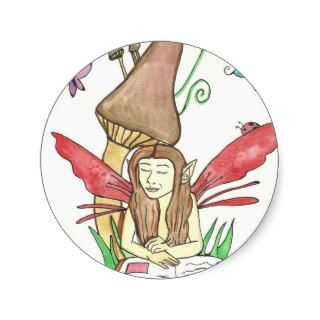 Reading Fairy Fantasy Art Stickers