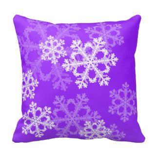 Cute purple and white Christmas snowflakes Throw Pillows