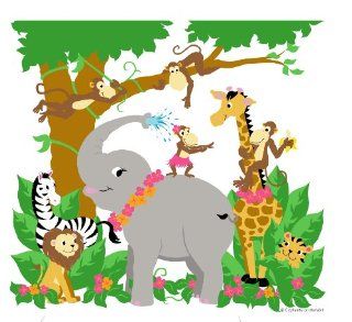 Elephants On The Wall D I Y Paint a Mural, Jungle Hula Party  Nursery Wall Stickers  Baby