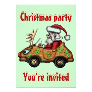 Funny Santa driver Christmas party invitation card