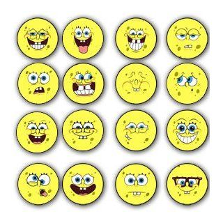 Set of 16 Happy Funny Faces Spongebob (Party Favor) Button / Pin / Badge 1.25" 