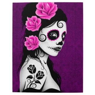Day of the Dead Sugar Skull Girl   purple Puzzle