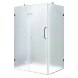 Vigo 30 1/4 in. x 46 in. x 73 3/8 in. Frameless Pivot Shower Enclosure in Chrome with Frosted Glass and Left Door VG6011CHMT48L