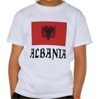 Albanian Flag & Name Black Letters Tshirts