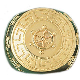 14K Yellow Gold Ship Wheel Men's Ring Jewelry
