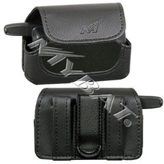 Executive Black Leather Horizontal Pouch Carry Case Magnetic Closing Flap Belt Clip for Casio C721 EXILIM, C731 G'zOne Rock, HTC 5800, Touch Pro CDMA, Kyocera KX2, KX5, LG 535, CU320, VX8000, VX8610, VX9400, Motorola i680 Brute, V365, VA76r Tundra, W84