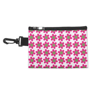 Retro Mod Pink and Green Flowers Accessories Bag