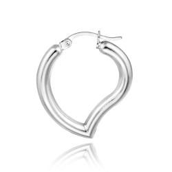 Mondevio Sterling Silver Open Heart Design Hoop Earrings Mondevio Sterling Silver Earrings