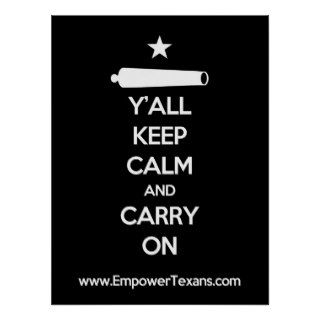 Y'all Keep Calm And Carry On (Black) Posters