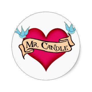 "Mr. Candle"  Custom Heart & Banner Tattoo Gifts Sticker