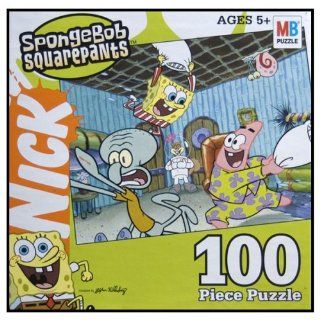Spongebob Squarepants   Pillow Fight 100 Piece Jigsaw Puzzle 10" X 13" 