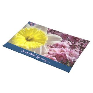 Just Add Spring placemats Pink Blossom Daffodil