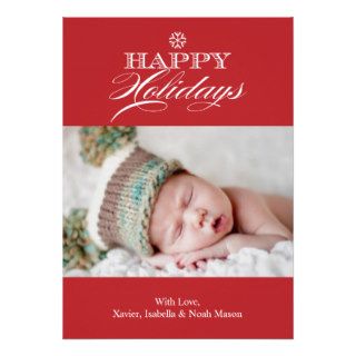 5 x 7 Happpy Holidays  Photo Holiday Card Personalized Announcement