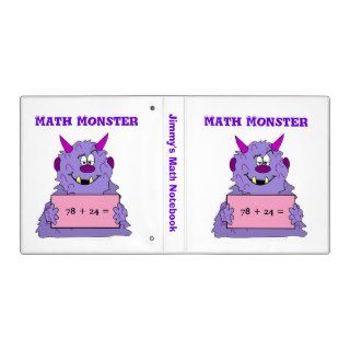 Purple Math Monster Custom School Subject Binder