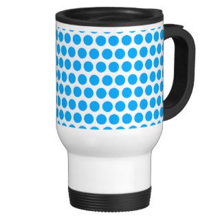 Colorful Blue Neon Trendy Polka Dots Pattern Mugs