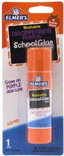 Elmer's Disappearing Purple School Glue Stick, 0.77 oz, Single Stick (E523)  Elmer S Washable Glue Stick 