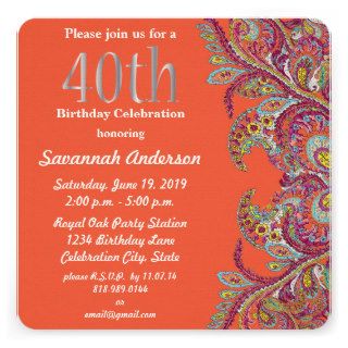 40th Birthday Party Personalized Invitations