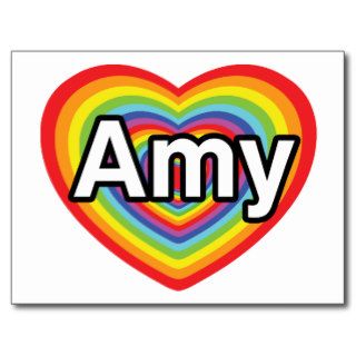 I love Amy, rainbow heart Postcard